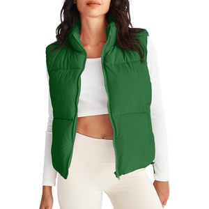 MEROKEETY Puffer Vest Women 2026 Fall Winter Sleeveless Coat(Green)