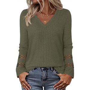 MEROKEETY Womens Long Sleeve Tops Fall Winter Ribbed Sweaters Casual Shirts(Armygreen)