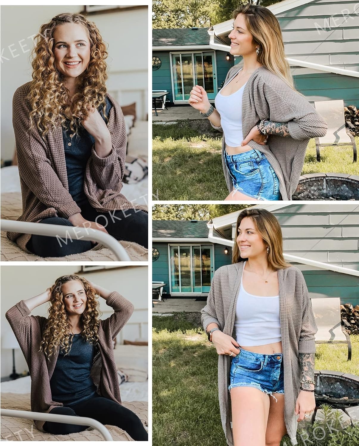 image:imageMEROKEETY Cardigan Sweaters for Women Oversized Long Cardigans Fall OutfitsApricot