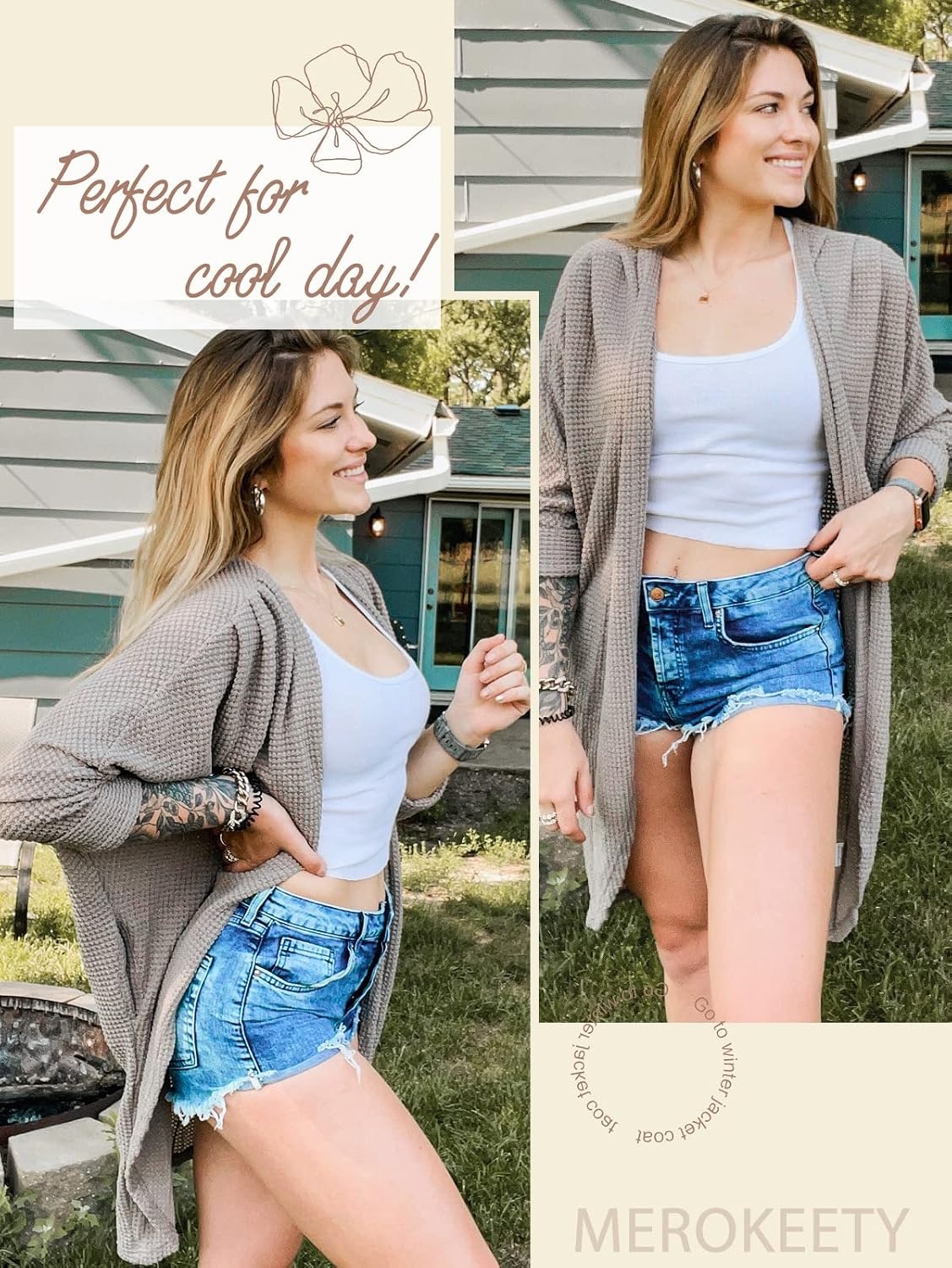 image:imageMEROKEETY Cardigan Sweaters for Women Oversized Long Cardigans Fall OutfitsLight Grey