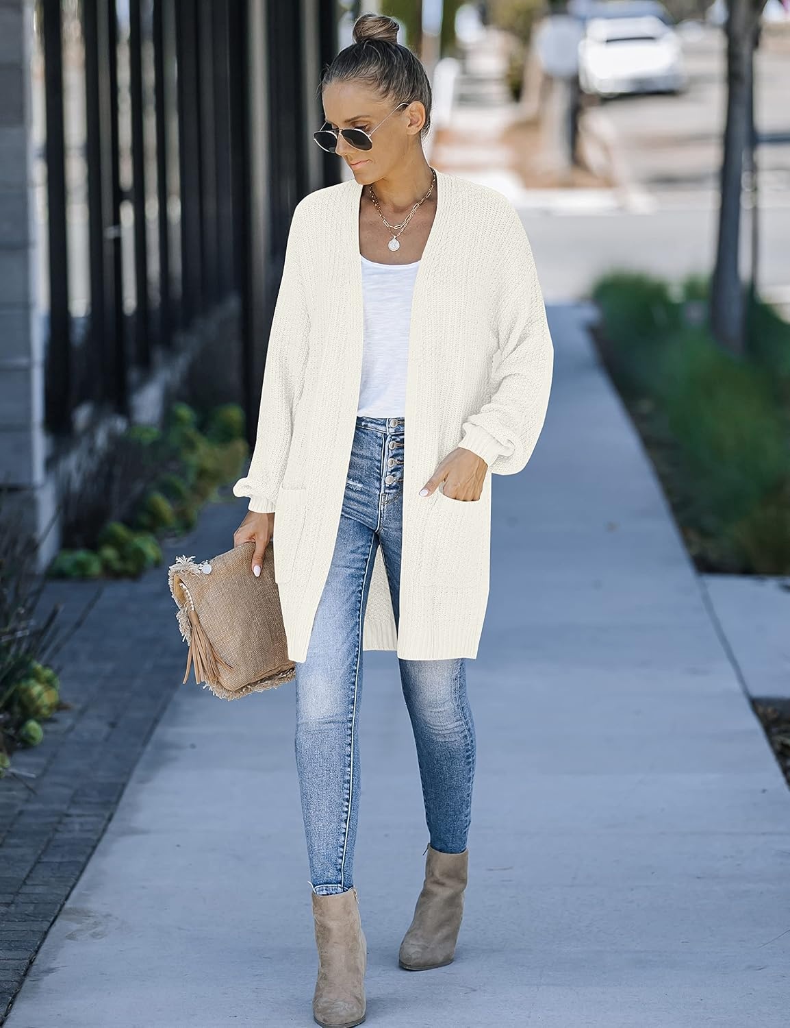 image:imageMEROKEETY Womens 2026 Fall Long Sleeve Chunky Knit Cardigan SweatersBeige