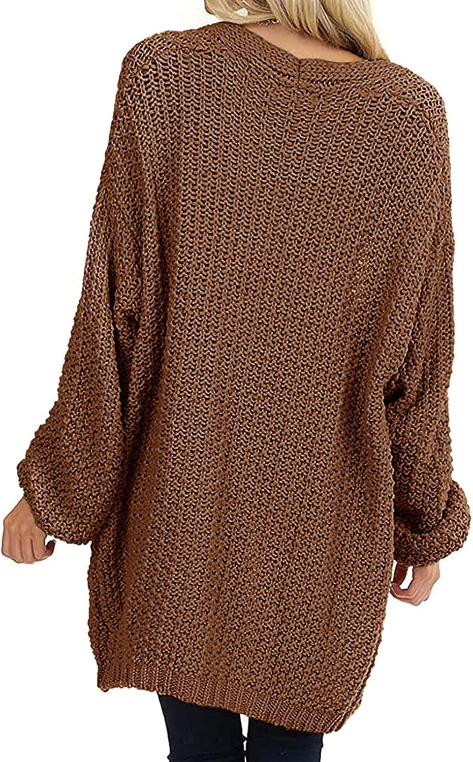 image:imageMEROKEETY Womens 2026 Fall Long Sleeve Chunky Knit Cardigan SweatersBrown