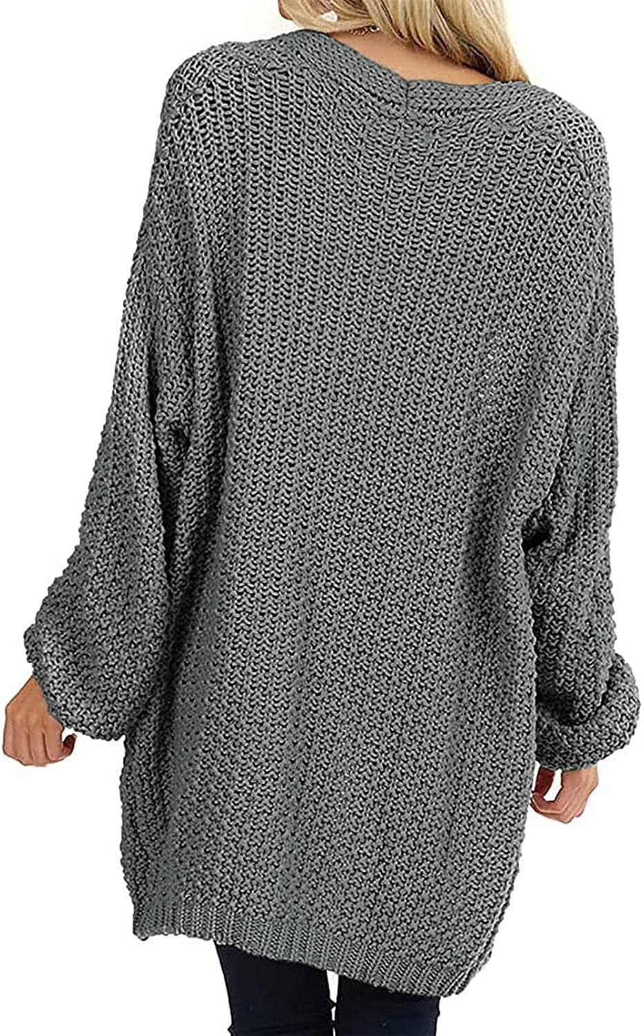 image:imageMEROKEETY Womens 2026 Fall Long Sleeve Chunky Knit Cardigan SweatersDark Grey