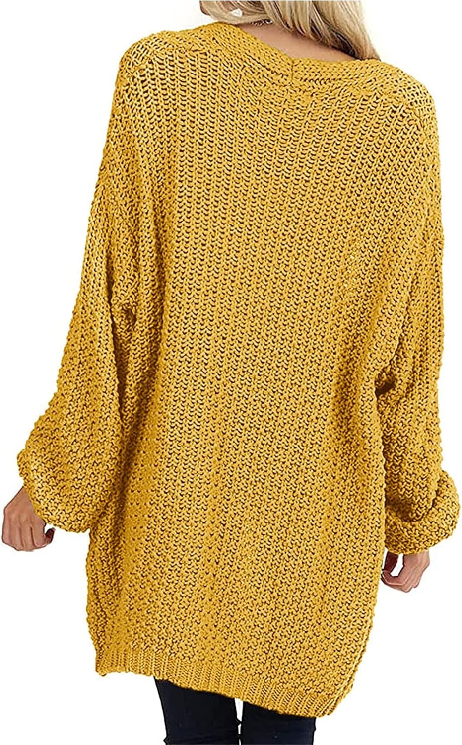 image:imageMEROKEETY Womens 2026 Fall Long Sleeve Chunky Knit Cardigan SweatersMustard