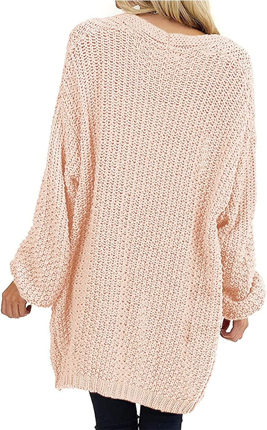 image:imageMEROKEETY Womens 2026 Fall Long Sleeve Chunky Knit Cardigan SweatersPink