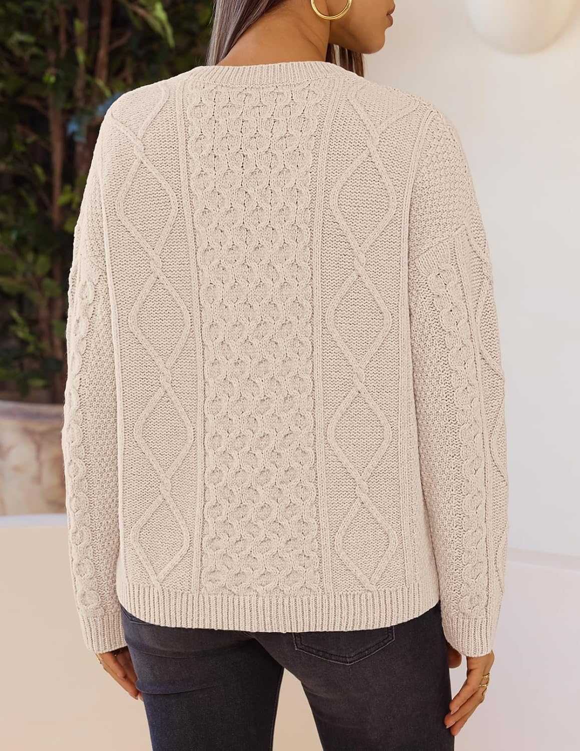 image:imageMEROKEETY Womens Chunky Button Up Cable Knit Trendy Cardigan SweatersApricot