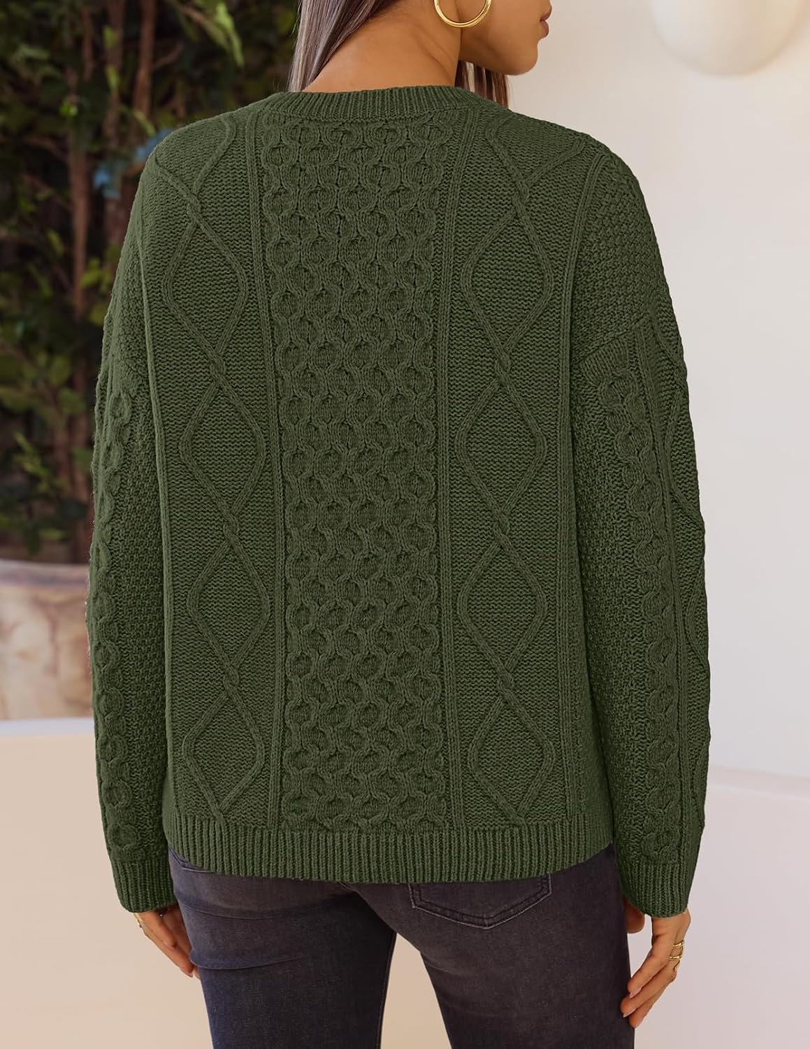 image:imageMEROKEETY Womens Chunky Button Up Cable Knit Trendy Cardigan SweatersArmy