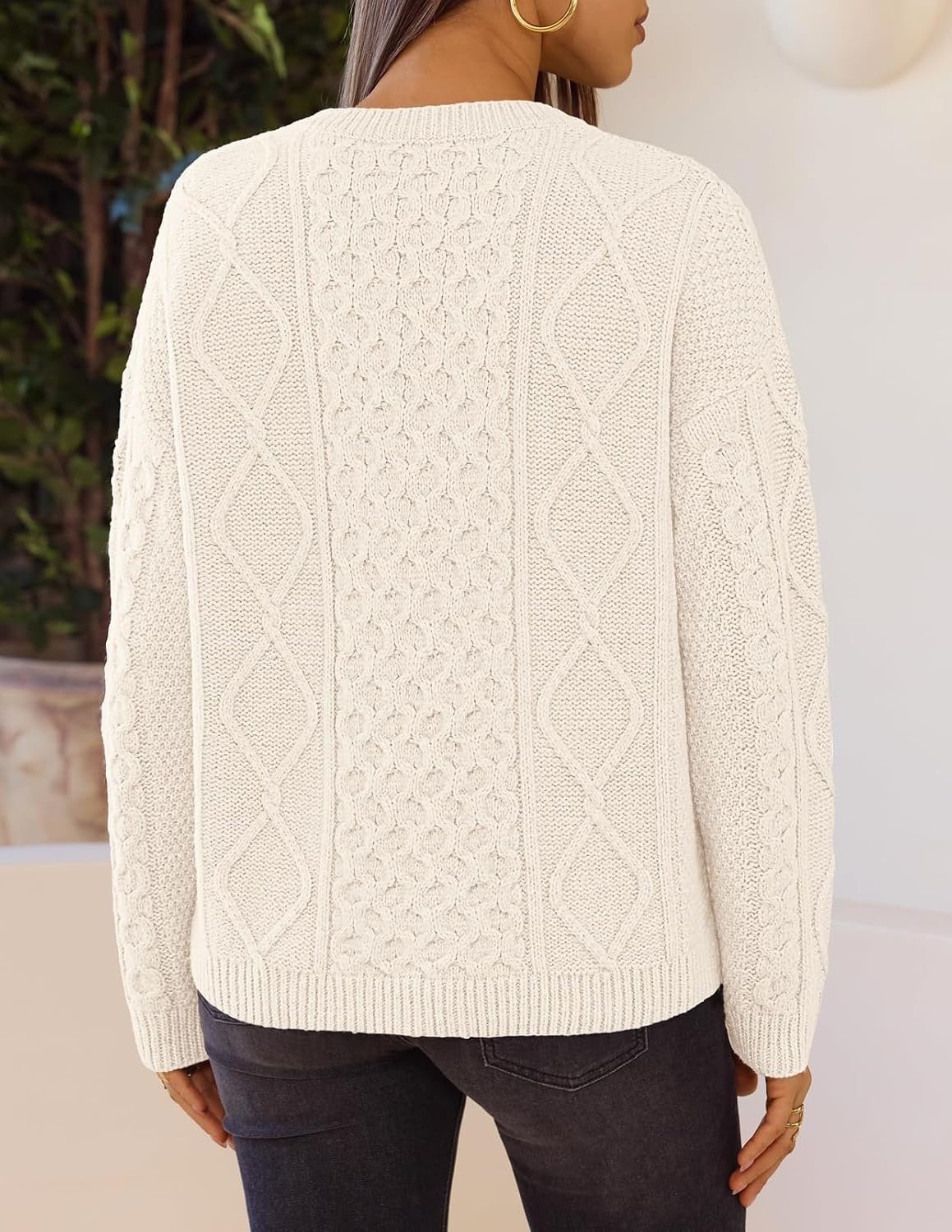 image:imageMEROKEETY Womens Chunky Button Up Cable Knit Trendy Cardigan SweatersBeige
