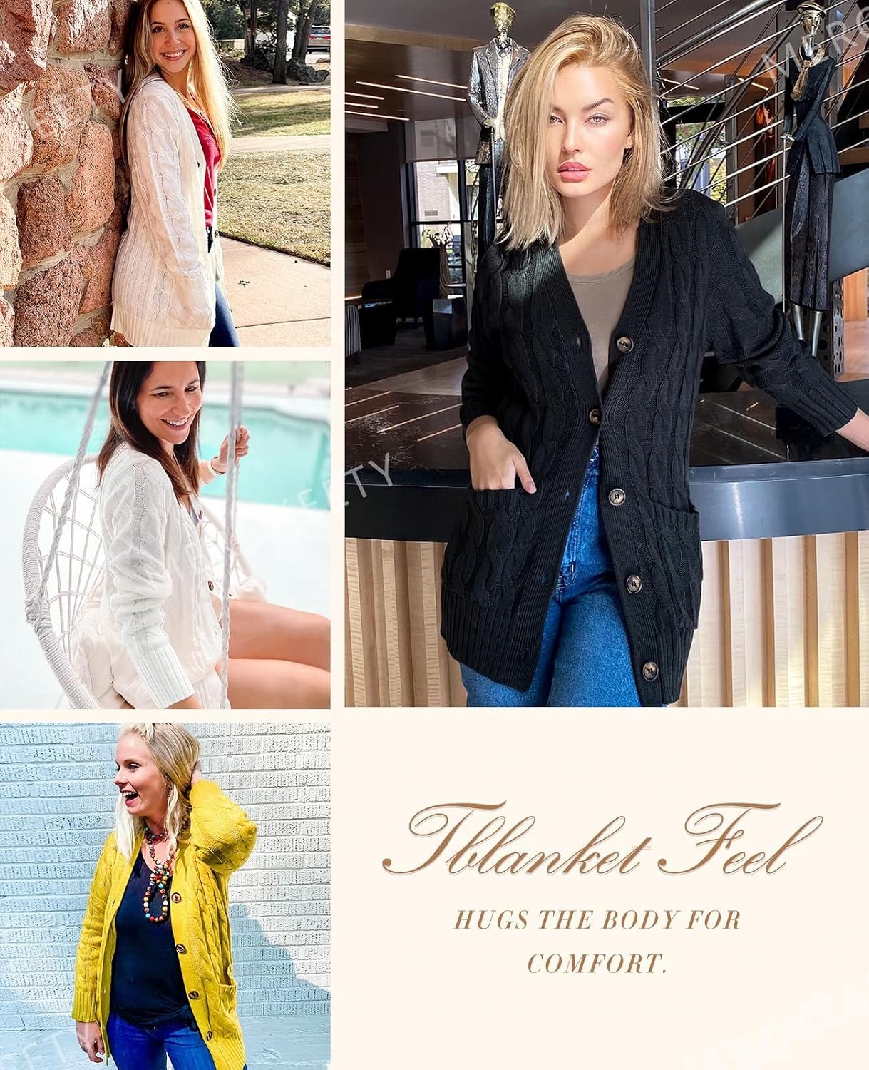 image:imageMEROKEETY Womens Fall 2026 Long Sleeve Cable Knit Cardigan SweatersBlack