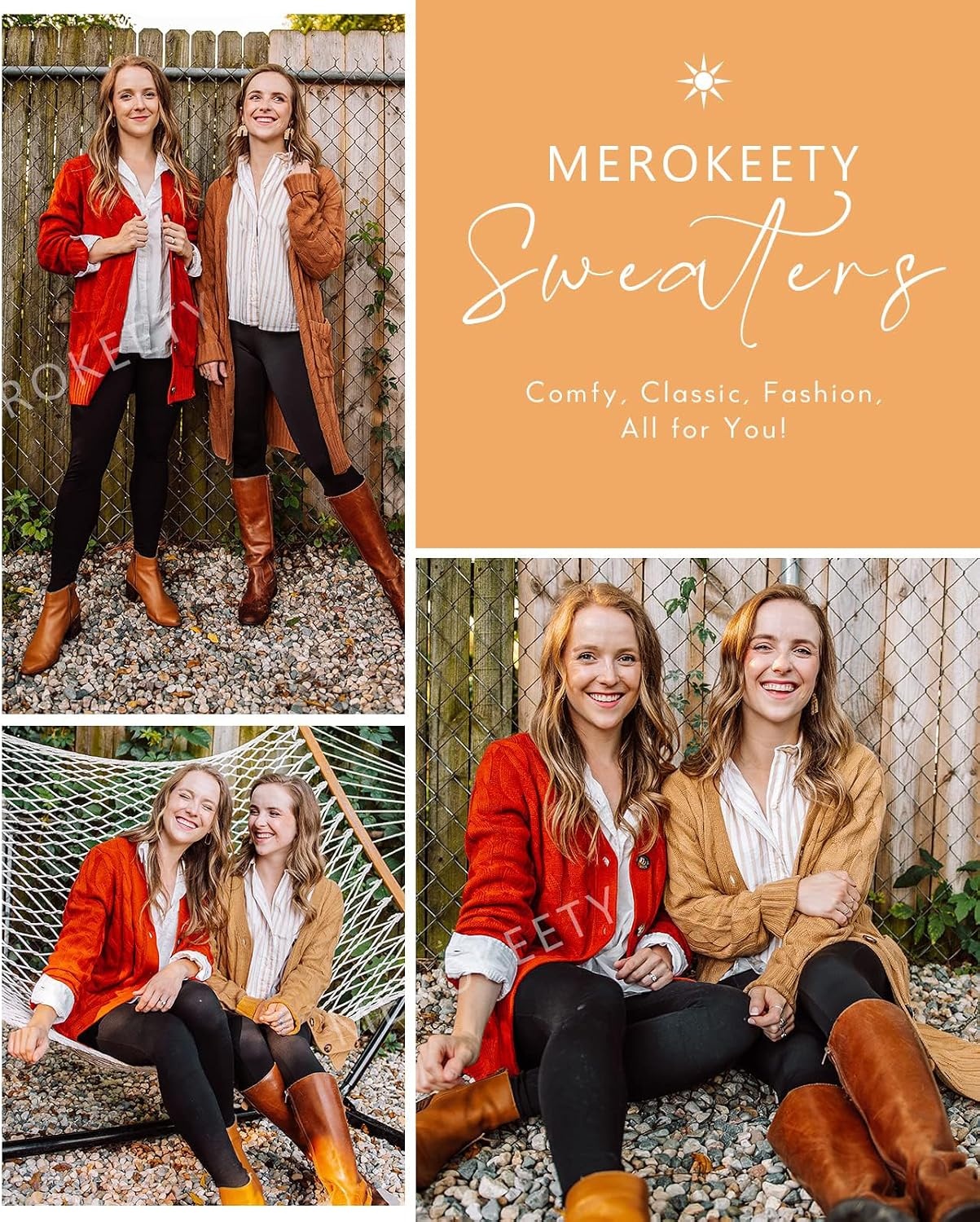image:imageMEROKEETY Womens Fall 2026 Long Sleeve Cable Knit Cardigan SweatersBrown