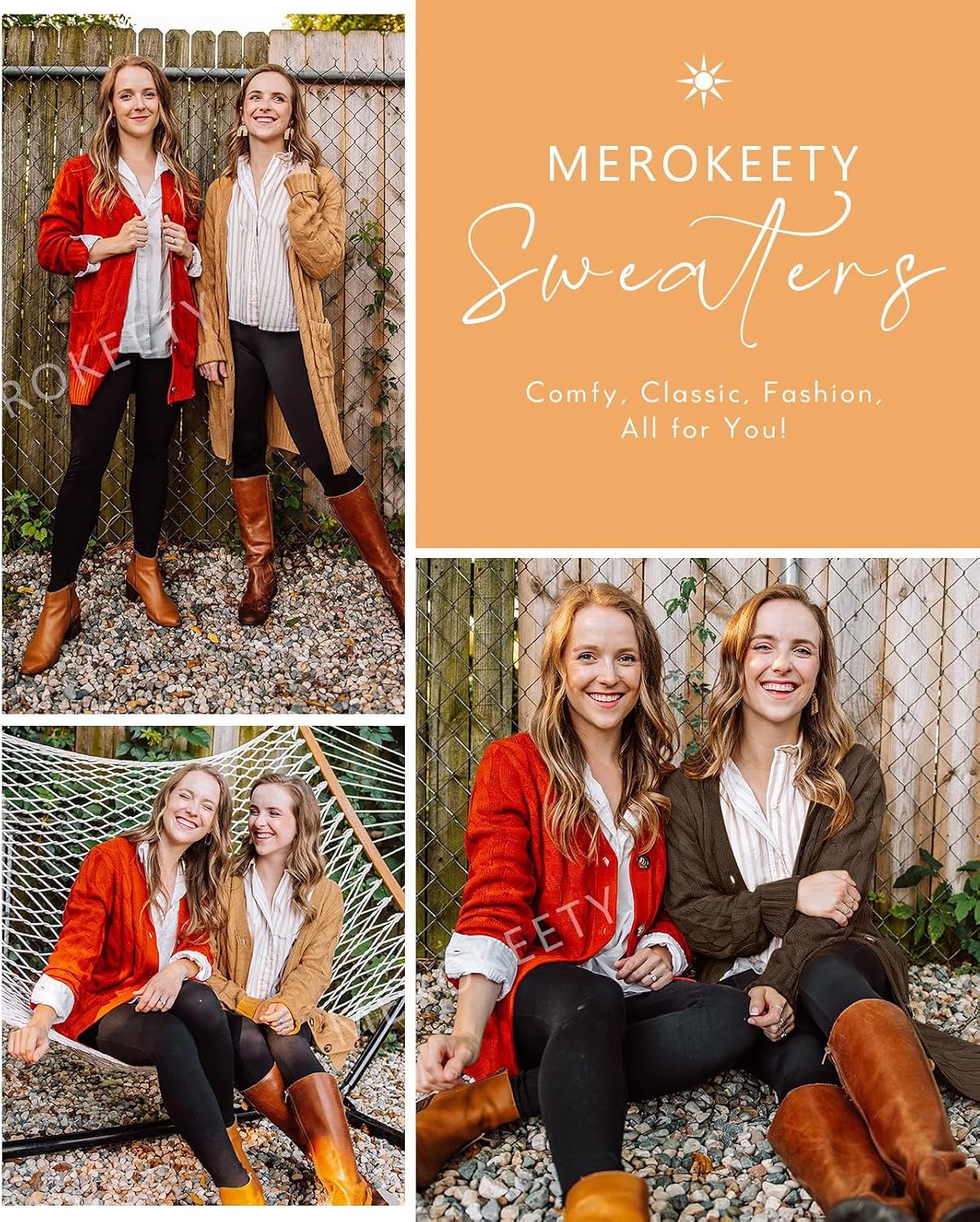 image:imageMEROKEETY Womens Fall 2026 Long Sleeve Cable Knit Cardigan SweatersDark Brown