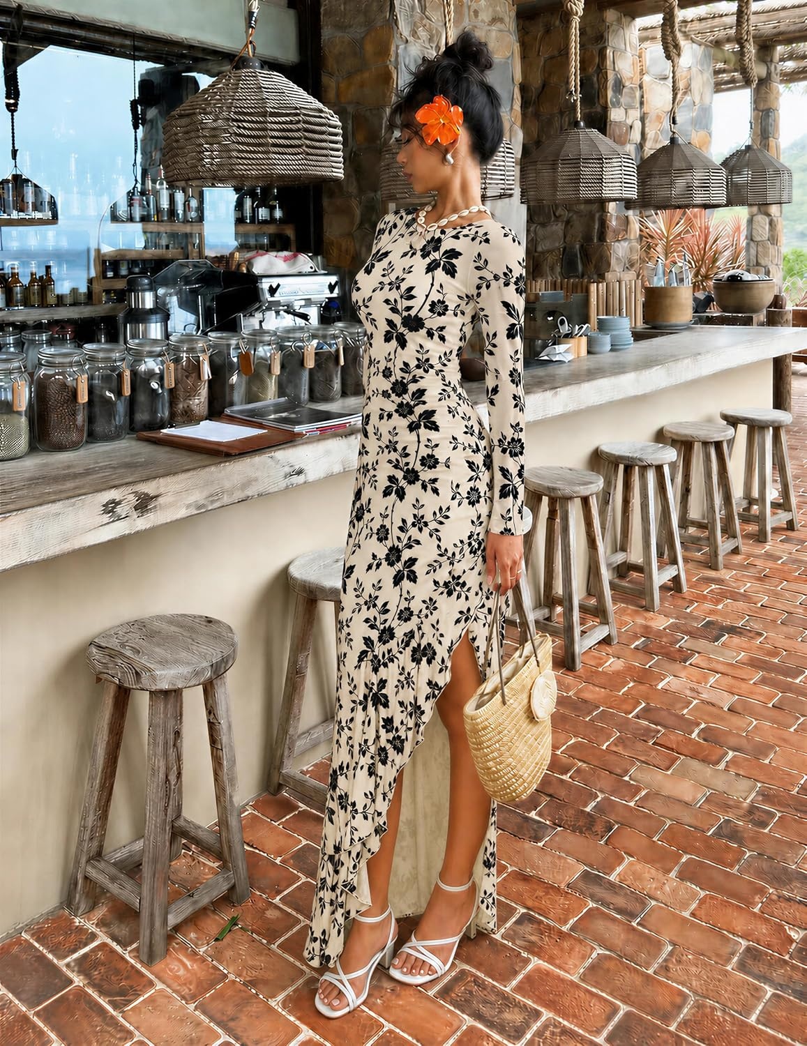 image:imageMEROKEETY Womens Fall Wedding Guest Cocktail Formal Maxi DressesApricot