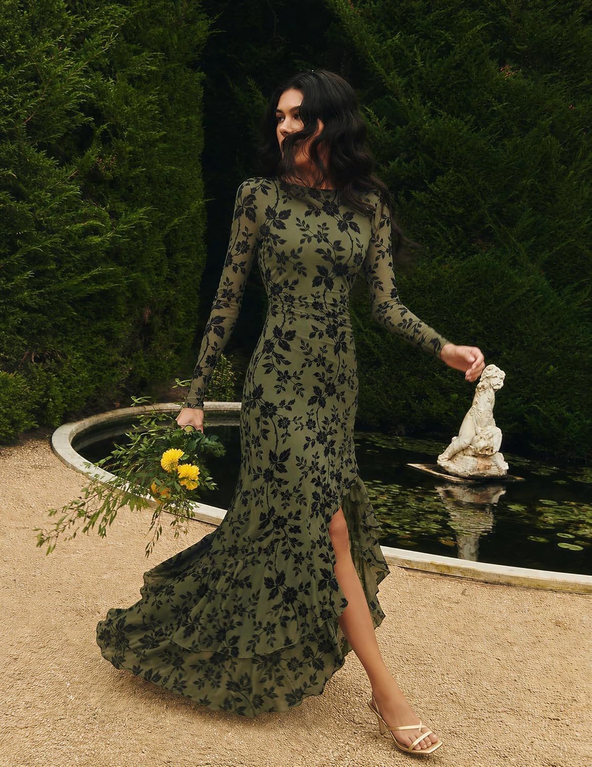 image:imageMEROKEETY Womens Fall Wedding Guest Cocktail Formal Maxi DressesArmy Green
