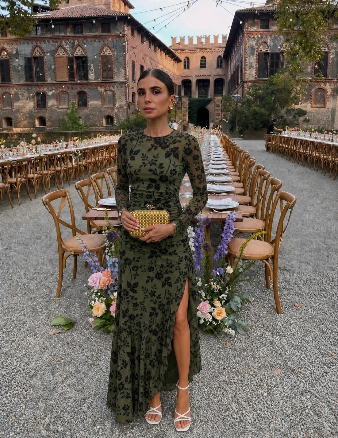 image:imageMEROKEETY Womens Fall Wedding Guest Cocktail Formal Maxi DressesArmy Green