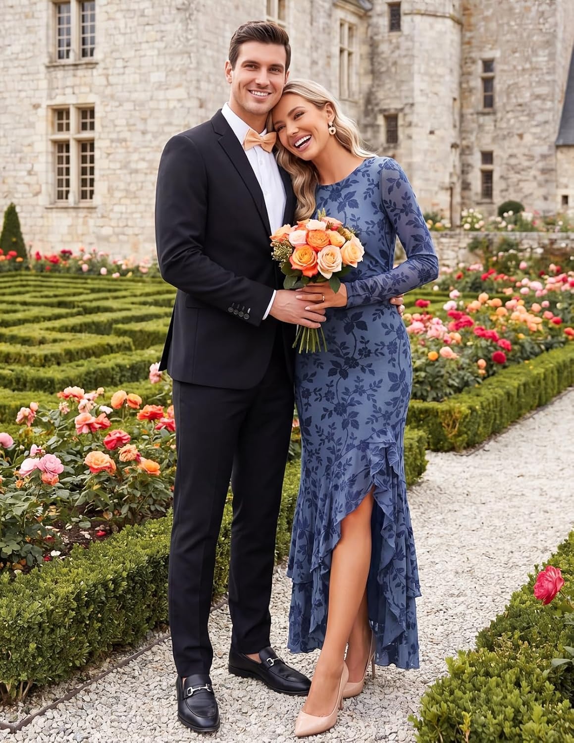 image:imageMEROKEETY Womens Fall Wedding Guest Cocktail Formal Maxi DressesDusty Blue