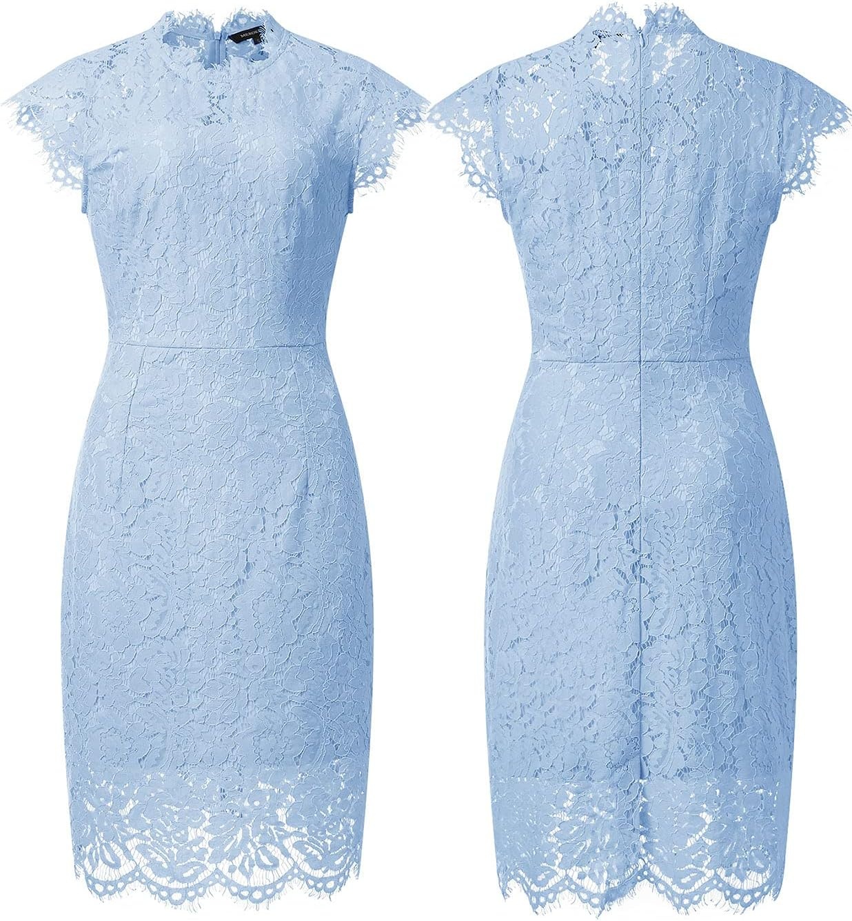 image:imageMEROKEETY Womens Lace Floral Cocktail Wedding Guest Elegant Formal DressesLight Blue