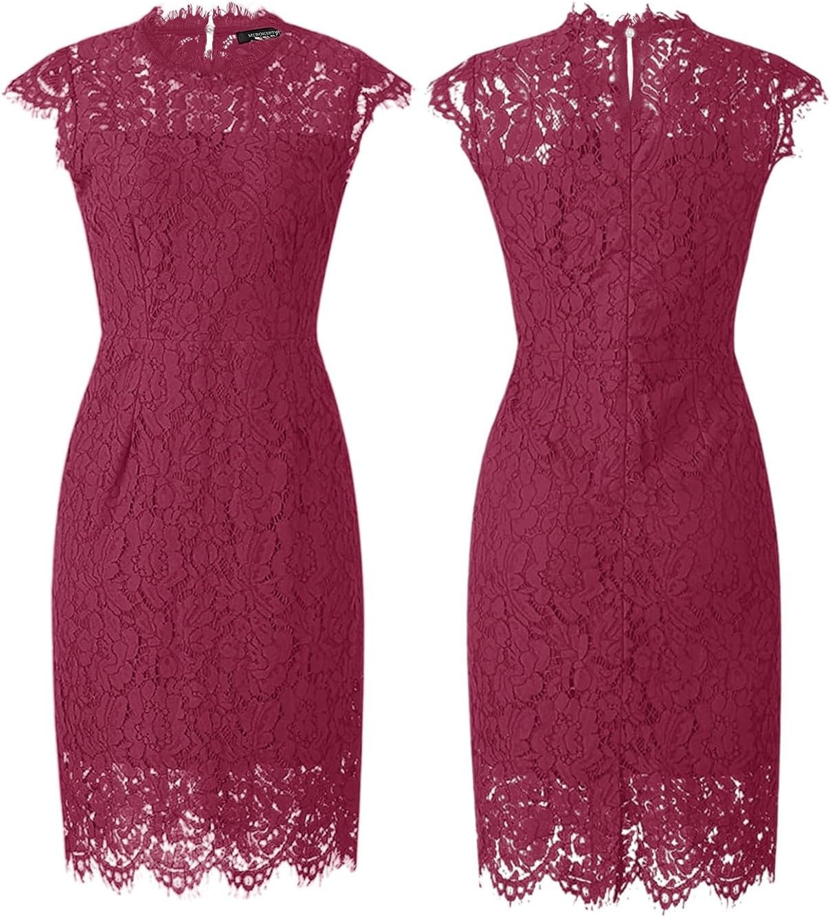 image:imageMEROKEETY Womens Lace Floral Cocktail Wedding Guest Elegant Formal DressesVelvet Wine