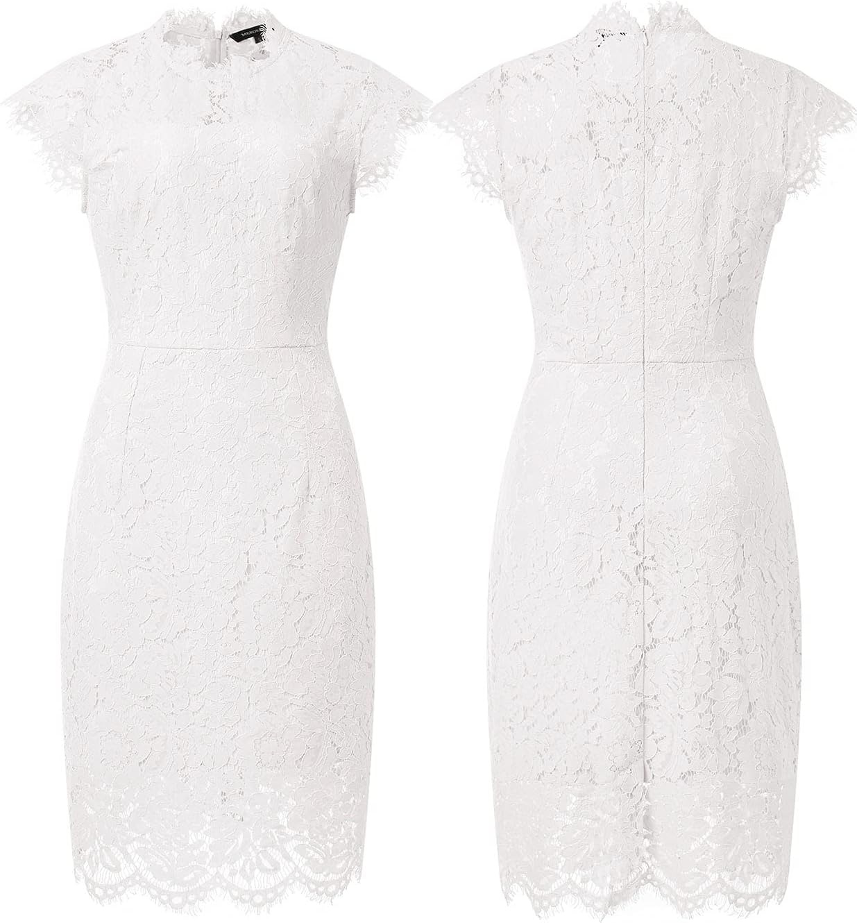 image:imageMEROKEETY Womens Lace Floral Cocktail Wedding Guest Elegant Formal DressesWhite