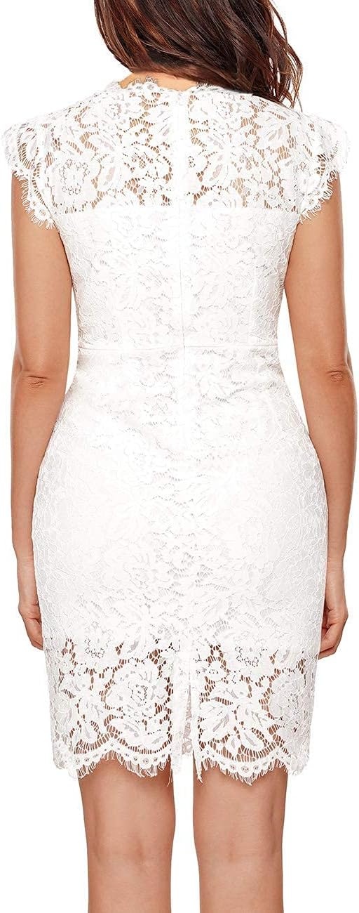 image:imageMEROKEETY Womens Lace Floral Cocktail Wedding Guest Elegant Formal DressesWhite