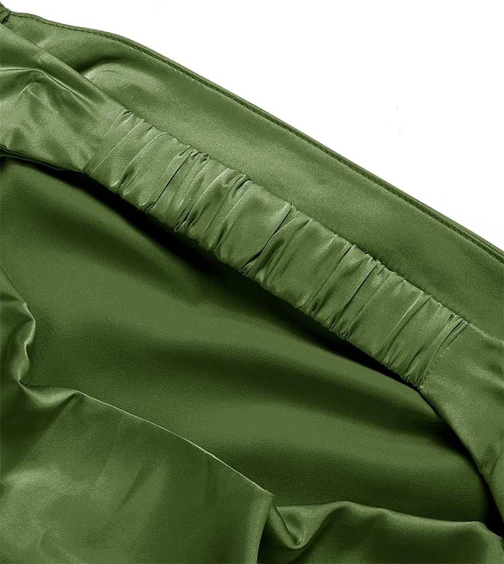 image:imageMEROKEETY Womens Satin Strapless Bodycon Wedding Guest Maxi DressArmygreen
