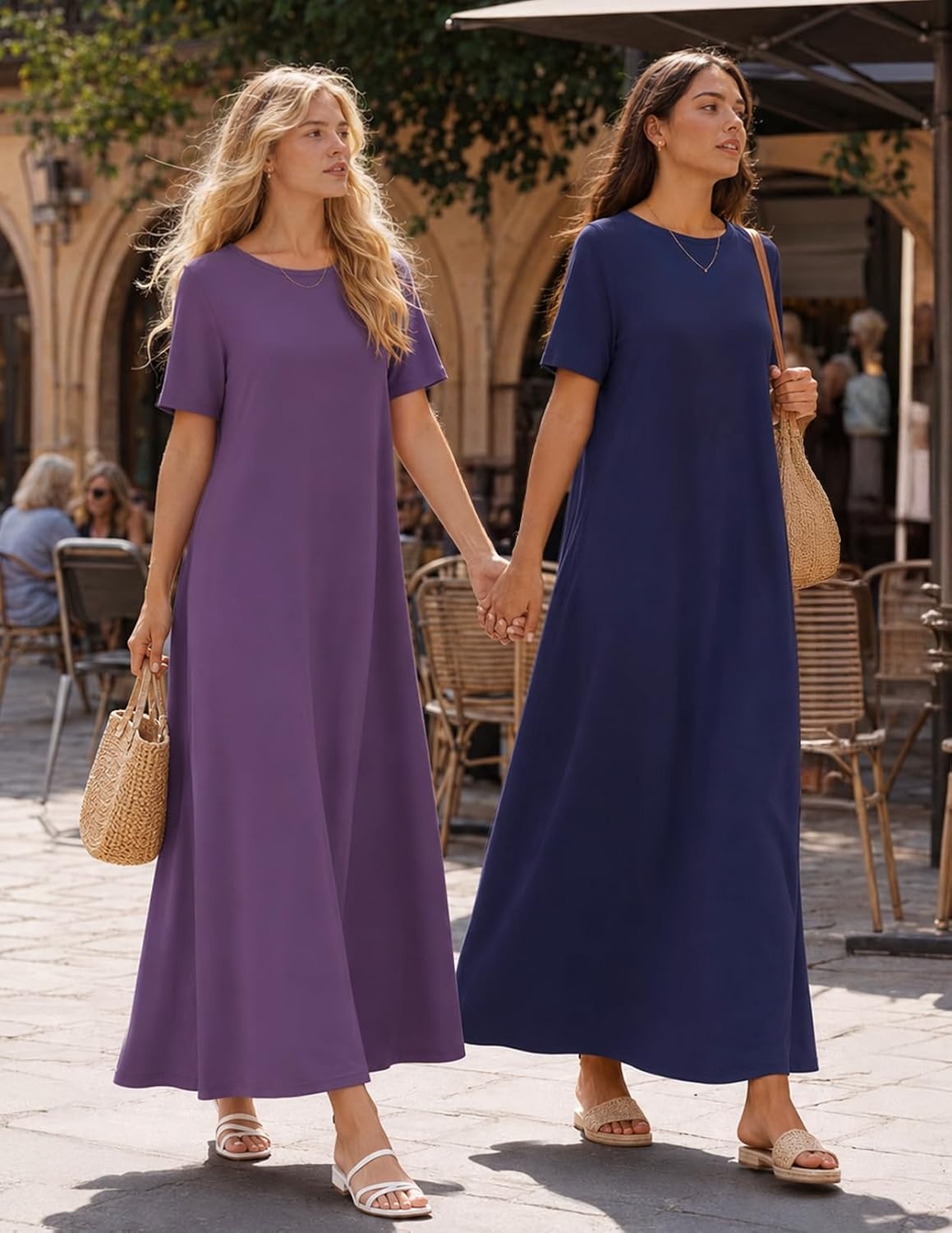 image:imageMEROKEETY Womens Summer Casual Short Sleeve Maxi Long Tshirt Dress 2026Purple