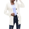 MEROKEETY Womens Fall 2026 Long Sleeve Cable Knit Cardigan Sweaters(Beige)