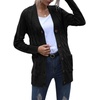 MEROKEETY Womens Fall 2026 Long Sleeve Cable Knit Cardigan Sweaters(Black)