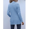 MEROKEETY Womens Fall 2026 Long Sleeve Cable Knit Cardigan Sweaters(Blue)