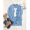 MEROKEETY Womens Fall 2026 Long Sleeve Cable Knit Cardigan Sweaters(Blue)