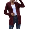 MEROKEETY Womens Fall 2026 Long Sleeve Cable Knit Cardigan Sweaters(Burgundy)