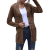 MEROKEETY Womens Fall 2026 Long Sleeve Cable Knit Cardigan Sweaters(Coffee)