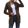 MEROKEETY Womens Fall 2026 Long Sleeve Cable Knit Cardigan Sweaters(Dark Brown)