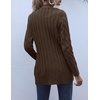 MEROKEETY Womens Fall 2026 Long Sleeve Cable Knit Cardigan Sweaters(Dark Brown)