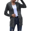 MEROKEETY Womens Fall 2026 Long Sleeve Cable Knit Cardigan Sweaters(Dark Grey)
