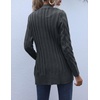 MEROKEETY Womens Fall 2026 Long Sleeve Cable Knit Cardigan Sweaters(Dark Grey)