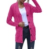 MEROKEETY Womens Fall 2026 Long Sleeve Cable Knit Cardigan Sweaters(Hot Pink)