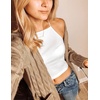 MEROKEETY Womens Fall 2026 Long Sleeve Cable Knit Cardigan Sweaters(Khaki)