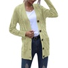 MEROKEETY Womens Fall 2026 Long Sleeve Cable Knit Cardigan Sweaters(Light Green)