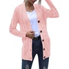 MEROKEETY Womens Fall 2026 Long Sleeve Cable Knit Cardigan Sweaters(Pink)