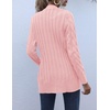 MEROKEETY Womens Fall 2026 Long Sleeve Cable Knit Cardigan Sweaters(Pink)