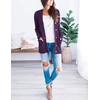 MEROKEETY Womens Fall 2026 Long Sleeve Cable Knit Cardigan Sweaters(Plum)