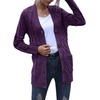 MEROKEETY Womens Fall 2026 Long Sleeve Cable Knit Cardigan Sweaters(Plum)
