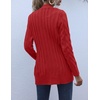 MEROKEETY Womens Fall 2026 Long Sleeve Cable Knit Cardigan Sweaters(Red)