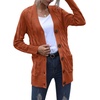 MEROKEETY Womens Fall 2026 Long Sleeve Cable Knit Cardigan Sweaters(Rust)