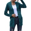 MEROKEETY Womens Fall 2026 Long Sleeve Cable Knit Cardigan Sweaters(Teal)