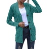 MEROKEETY Womens Fall 2026 Long Sleeve Cable Knit Cardigan Sweaters(Teal Green)
