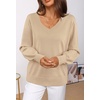 MEROKEETY Women’s Fall Long Sleeve V Neck Sweaters Lightweight Knit Tops(Apricot)