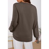MEROKEETY Women’s Fall Long Sleeve V Neck Sweaters Lightweight Knit Tops(Coffee)