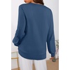 MEROKEETY Women’s Fall Long Sleeve V Neck Sweaters Lightweight Knit Tops(Darkblue)
