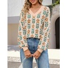 MEROKEETY Women’s Fall Long Sleeve V Neck Sweaters Lightweight Knit Tops(Flower Apricot)
